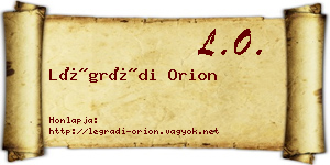 Légrádi Orion névjegykártya